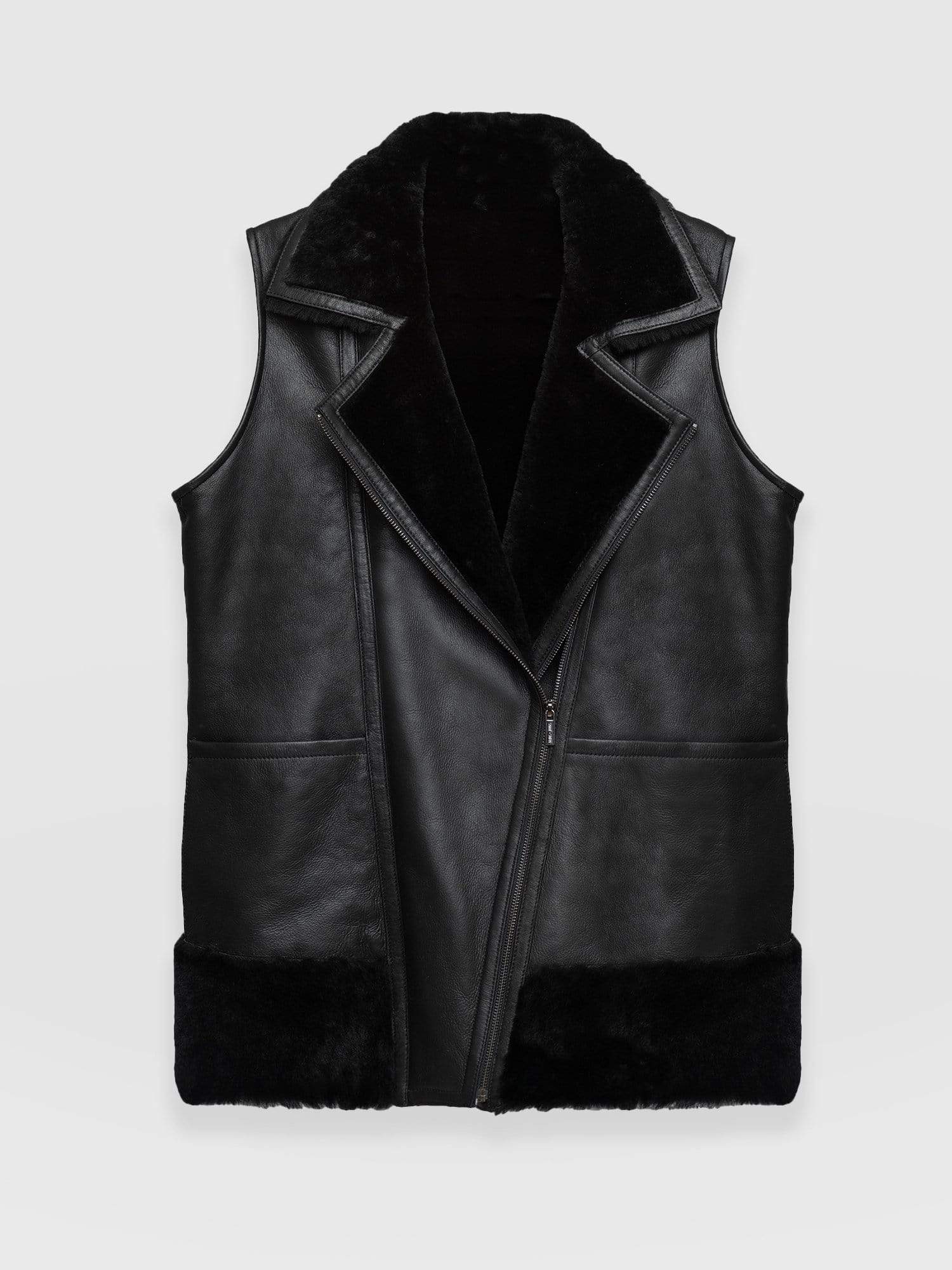 Ruby Reversible Shearling Gilet - Black